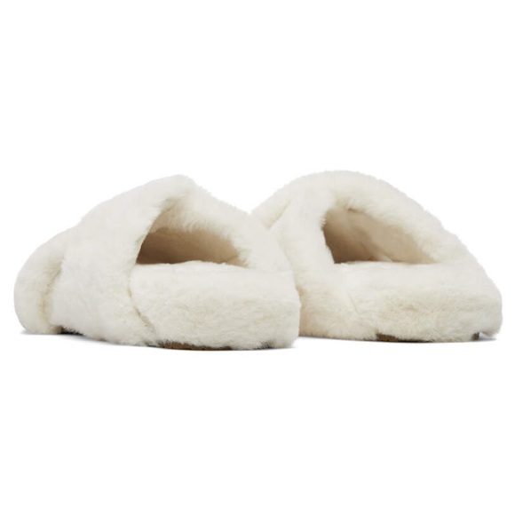Toms Women's Susie Eva Faux Fur Slip On Slippers Slides Ivory - Picture 5 of 5